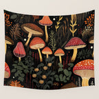 Dark Forest Magic Mushrooms Art Wall Tapestry Gallery Image 4