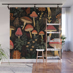 Dark Forest Magic Mushrooms Art Wall Mural Gallery Image 1