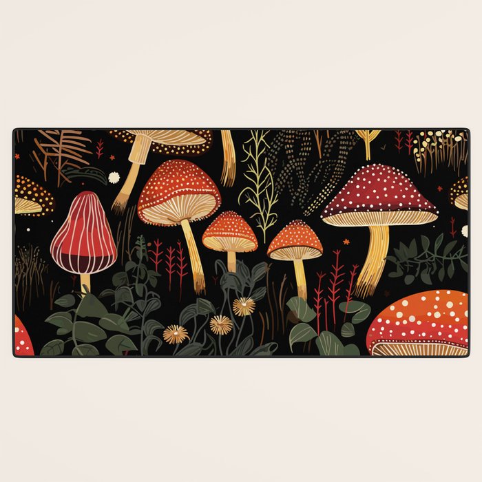 Dark Forest Magic Mushrooms Art Desk Mat Gallery Image 3