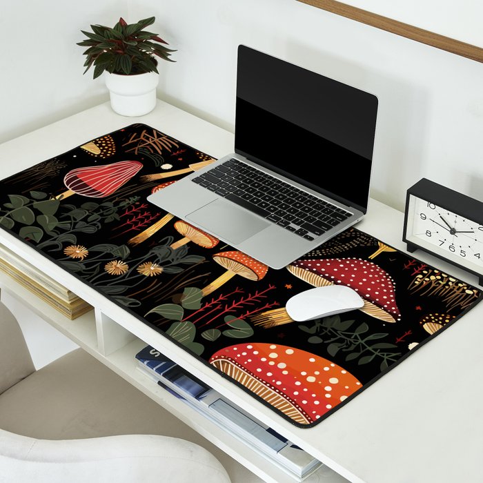 Dark Forest Magic Mushrooms Art Desk Mat Gallery Image 2