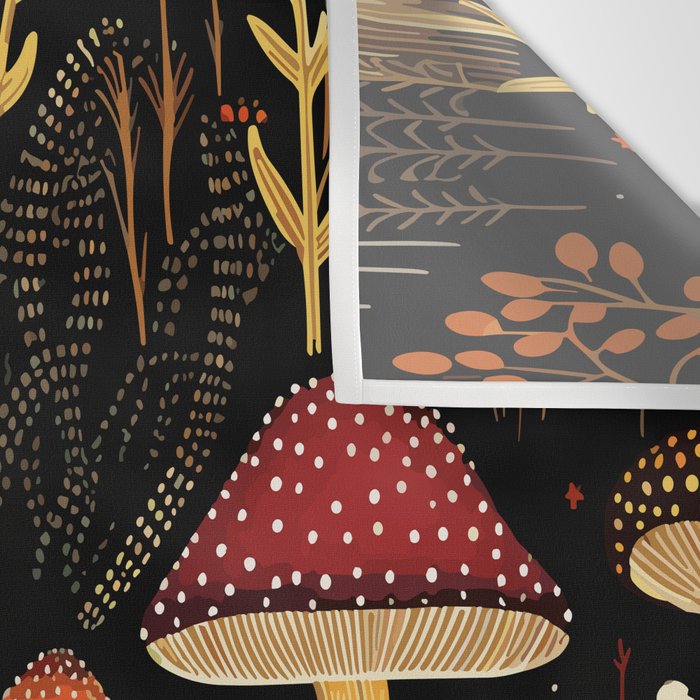 Dark Forest Magic Mushrooms Art Wall Tapestry Gallery Image 3