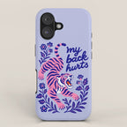 Pink Tiger Illustration - My Back Hurts iPhone Case Gallery Image 1