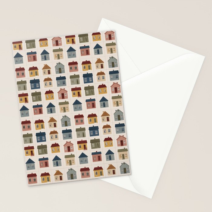 Whimsical Cottage Grid - Cozy Heirloom Stationery Card Gallery Image 2