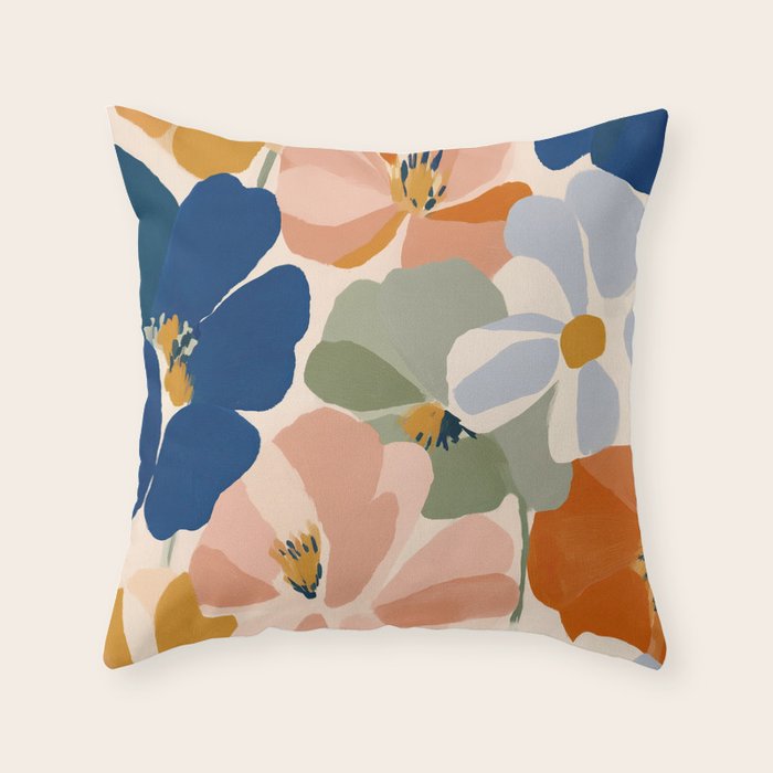 Soft Abstract Floral Garden I Throw Pillow Gallery Image 6