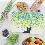 Cat in the garden under willow tree Cutting Board Gallery Image 2
