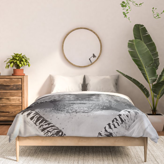 Goldilocks and the three makeup artists female fashion & glamour beautiful blond curls black and white photography - photograph - photographs Comforter Gallery Image 3