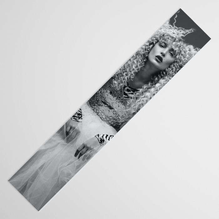 Goldilocks and the three makeup artists female fashion & glamour beautiful blond curls black and white photography - photograph - photographs Table Runner Gallery Image 3