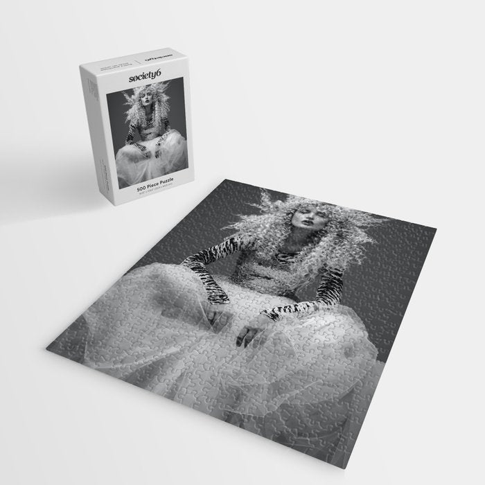 Goldilocks and the three makeup artists female fashion & glamour beautiful blond curls black and white photography - photograph - photographs Jigsaw Puzzle Gallery Image 2