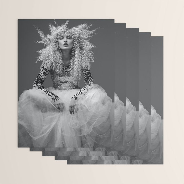 Goldilocks and the three makeup artists female fashion & glamour beautiful blond curls black and white photography - photograph - photographs Wrapping Paper Gallery Image 3