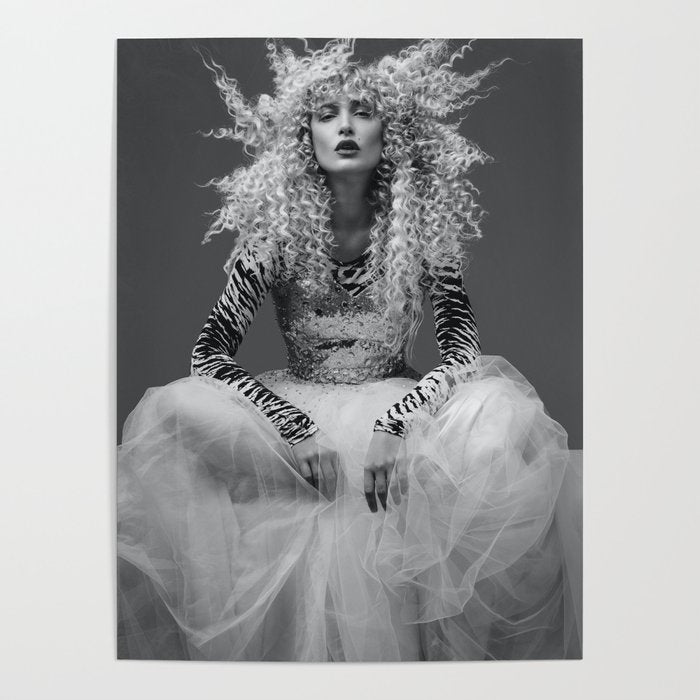 Goldilocks and the three makeup artists female fashion & glamour beautiful blond curls black and white photography - photograph - photographs Poster Gallery Image 4
