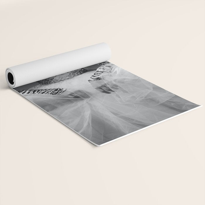 Goldilocks and the three makeup artists female fashion & glamour beautiful blond curls black and white photography - photograph - photographs Yoga Mat Gallery Image 2