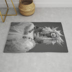 Goldilocks and the three makeup artists female fashion & glamour beautiful blond curls black and white photography - photograph - photographs Rug Gallery Image 1