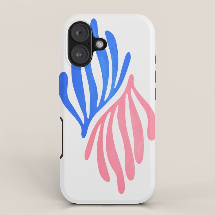 Blue & Pink Leaves: Matisse Series 01 iPhone Case Gallery Image 1
