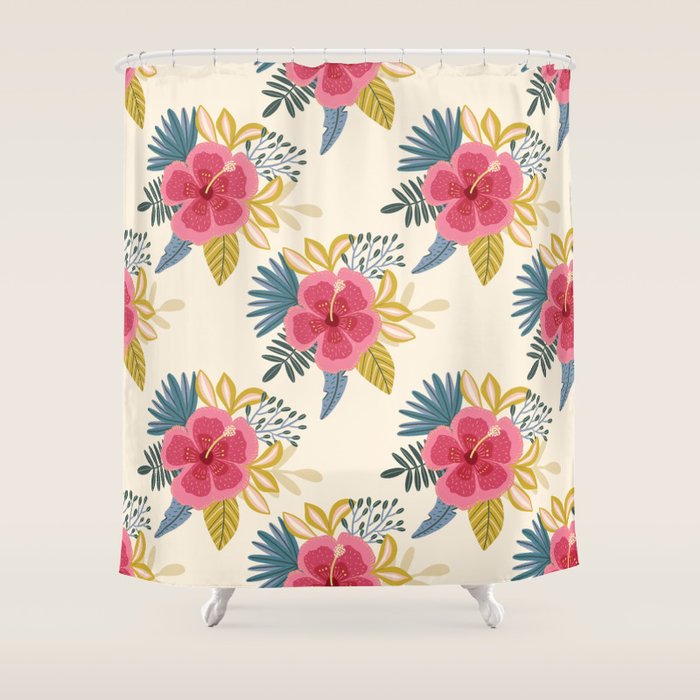 Tropical Floral Shower Curtain Gallery Image 1