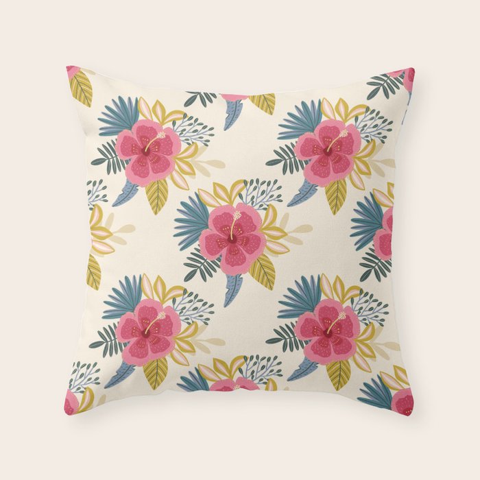 Tropical Floral Throw Pillow Gallery Image 1