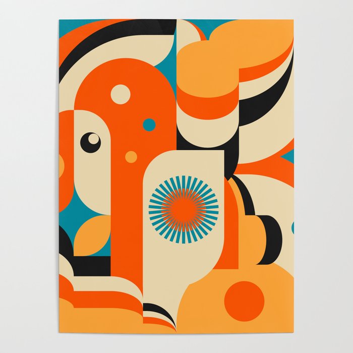 Retro Geometric Abstract Girl and Landscape Illustration Poster Gallery Image 4