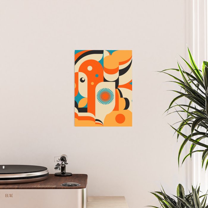 Retro Geometric Abstract Girl and Landscape Illustration Poster Gallery Image 2