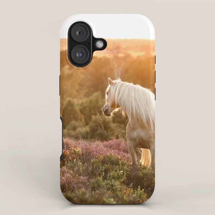 Haflinger horse on the blooming hill - Sunset equine photography iPhone Case Gallery Image 1