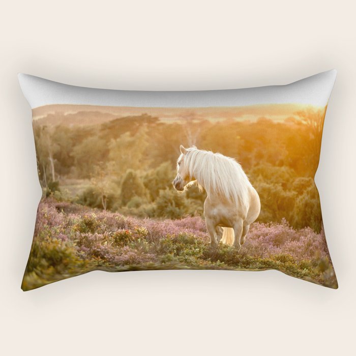 Haflinger horse on the blooming hill - Sunset equine photography Rectangular Pillow Gallery Image 2