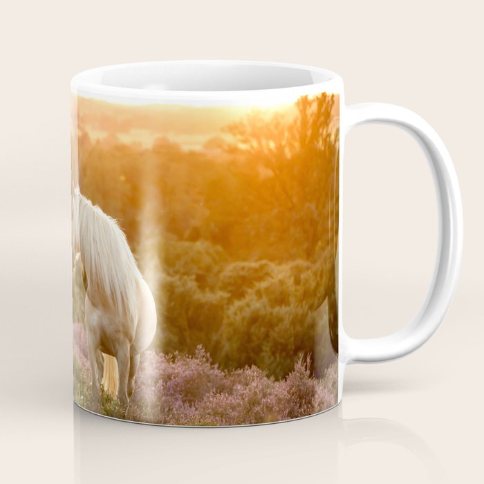 Haflinger horse on the blooming hill - Sunset equine photography Coffee Mug Gallery Image 1