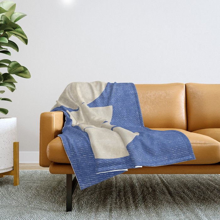 Half Circle 3 - Blue Texture Throw Blanket Gallery Image 1