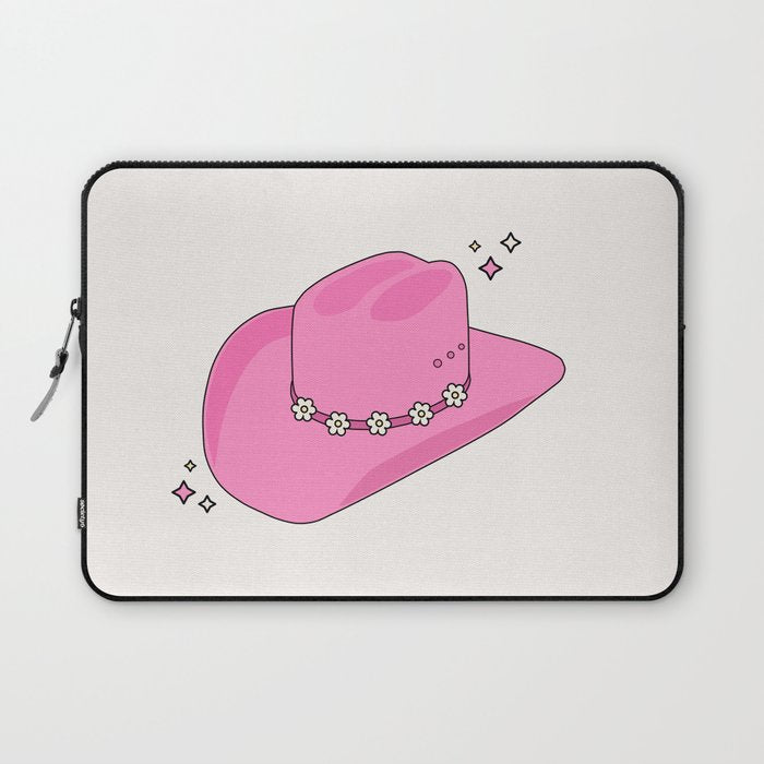 Cowboy Hat Print Pink Preppy Decor Aesthetic Laptop Sleeve Gallery Image 1