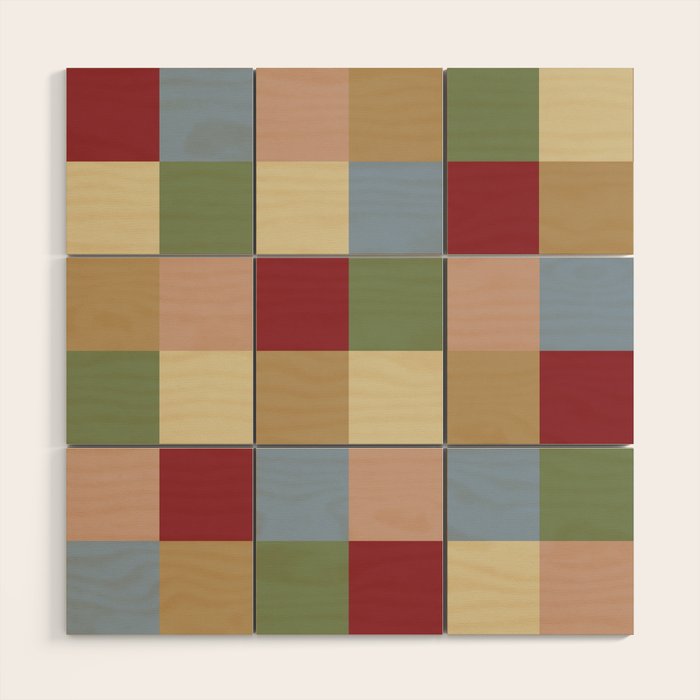 Bold Vintage Checks Pattern - Large XXI Wood Wall Art Gallery Image 1