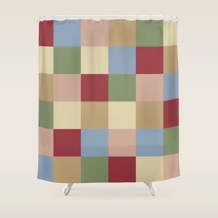 Bold Vintage Checks Pattern - Large XXI Shower Curtain Gallery Image 1