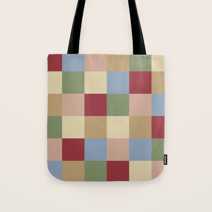 Bold Vintage Checks Pattern - Large XXI Tote Bag Gallery Image 1
