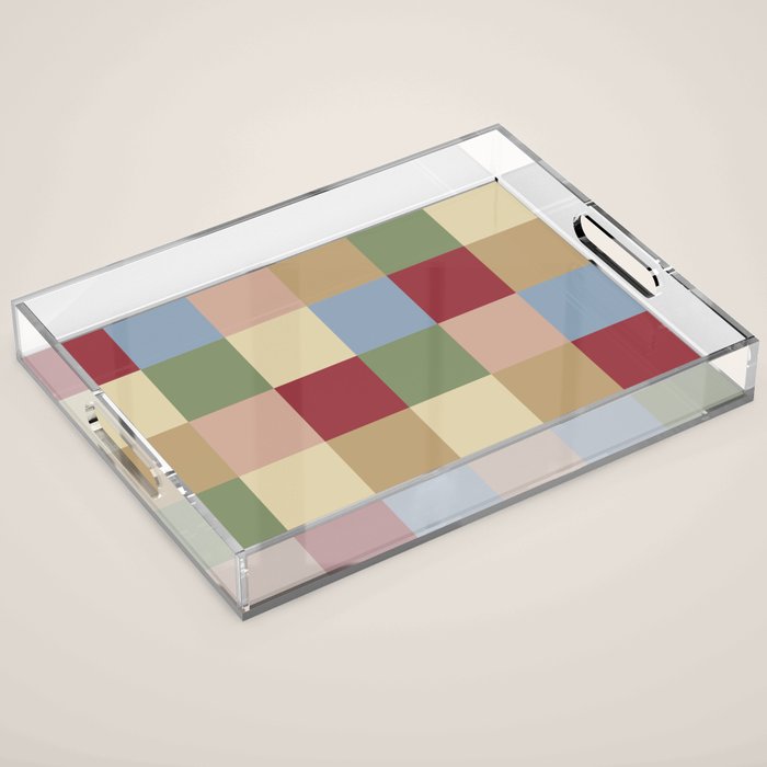 Bold Vintage Checks Pattern - Large XXI Acrylic Tray Gallery Image 1
