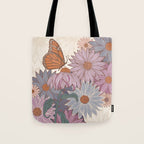 Monarch Butterfly and Wildflowers - Cream Tote Bag Gallery Image 1