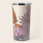 Monarch Butterfly and Wildflowers - Cream Travel Mug Gallery Image 1