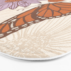 Monarch Butterfly and Wildflowers - Cream Bath Mat Gallery Image 3