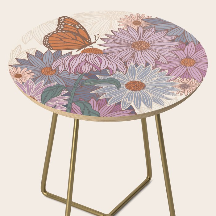 Monarch Butterfly and Wildflowers - Cream Side Table Gallery Image 2