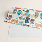 Vintage canned sardines // white background peacock teal and gold drop orange cans  Wrapping Paper Gallery Image 2