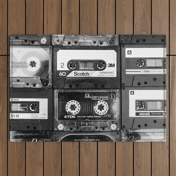 Something Nostalgic - black and white #decor #society6 #buyart Outdoor Rug Gallery Image 1