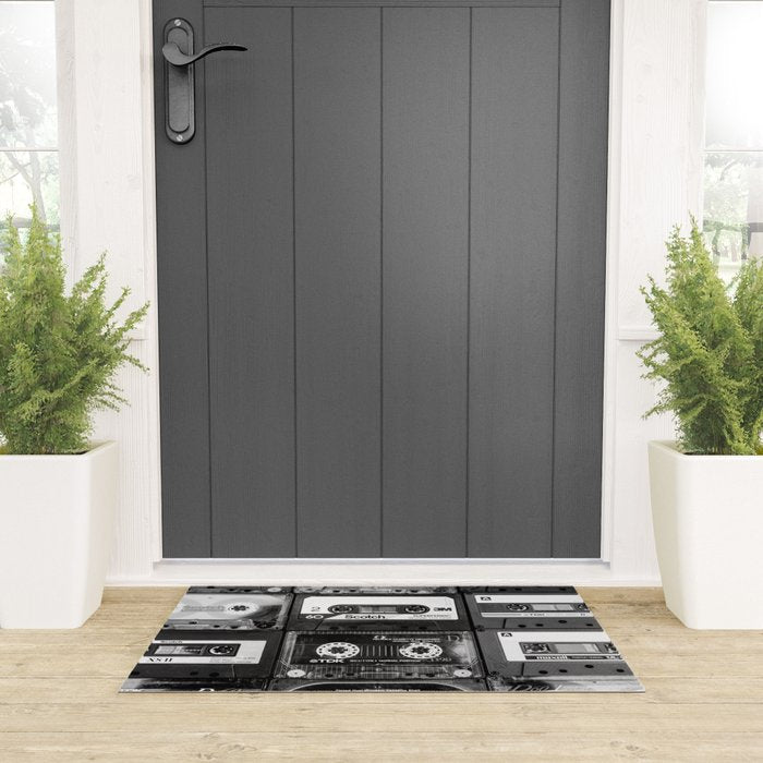Something Nostalgic - black and white #decor #society6 #buyart Welcome Mat Gallery Image 3