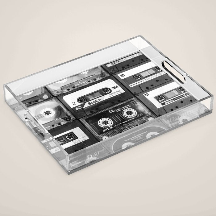 Something Nostalgic - black and white #decor #society6 #buyart Acrylic Tray Gallery Image 1