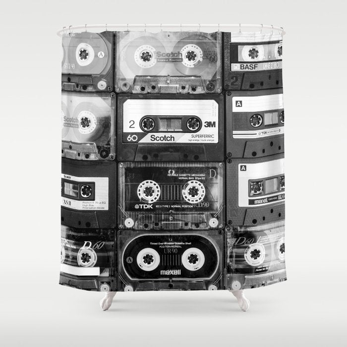 Something Nostalgic - black and white #decor #society6 #buyart Shower Curtain Gallery Image 1