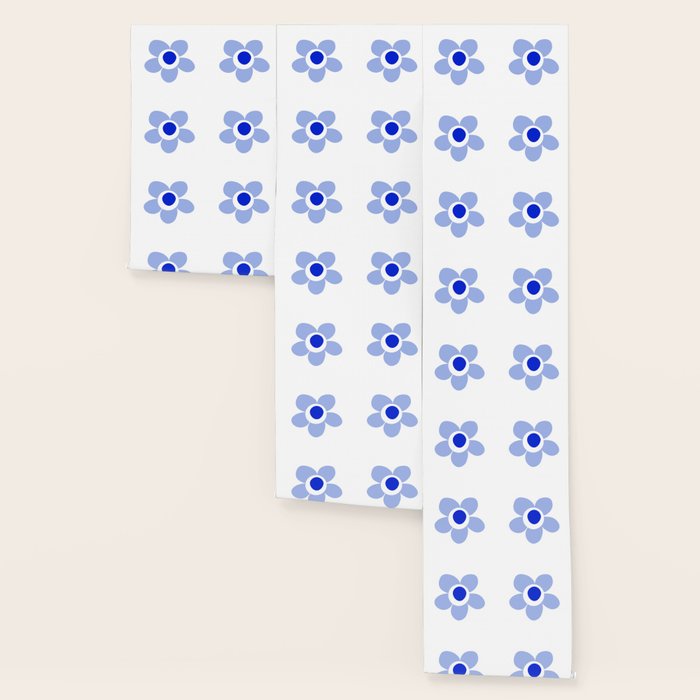 Light Blue Maisie Flowers Cheerful Floral Pattern on White Wallpaper Gallery Image 3