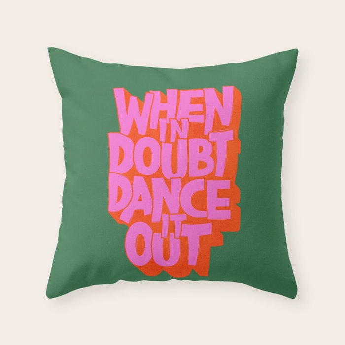 Dance It Out Pink And Green Throw Pillow Gallery Image 1