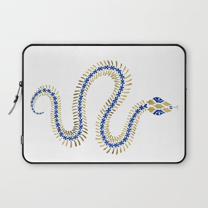 Snake Skeleton - Navy & Gold Palette Laptop Sleeve Gallery Image 1