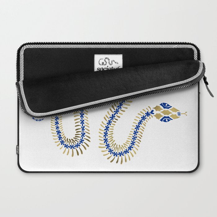 Snake Skeleton - Navy & Gold Palette Laptop Sleeve Gallery Image 2