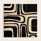 Palm Springs - Midcentury Modern Abstract Pattern in Black and Almond Cream  Wood Wall Art Gallery Image 1