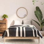 Palm Springs - Midcentury Modern Abstract Pattern in Black and Almond Cream  Comforter Gallery Image 3