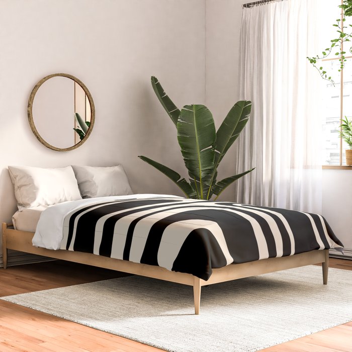 Palm Springs - Midcentury Modern Abstract Pattern in Black and Almond Cream  Comforter Gallery Image 2