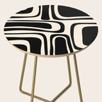 Palm Springs - Midcentury Modern Abstract Pattern in Black and Almond Cream  Side Table Gallery Image 2