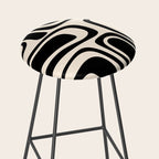 Palm Springs - Midcentury Modern Abstract Pattern in Black and Almond Cream  Stool Gallery Image 2