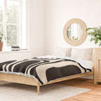 Palm Springs - Midcentury Modern Abstract Pattern in Black and Almond Cream  Duvet Cover Gallery Image 2