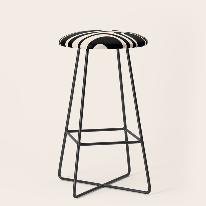 Palm Springs - Midcentury Modern Abstract Pattern in Black and Almond Cream  Stool Gallery Image 1